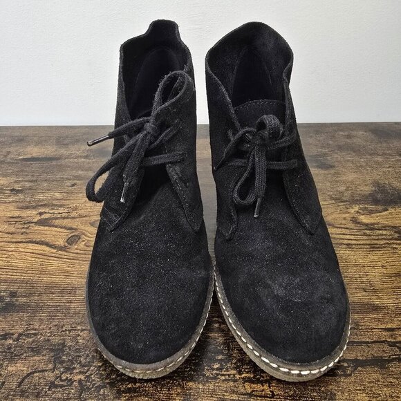 J Crew MacAlister Lace-Up Wedge Chukka Boots Suede Leather Women's Size 7 Black - Picture 4 of 8